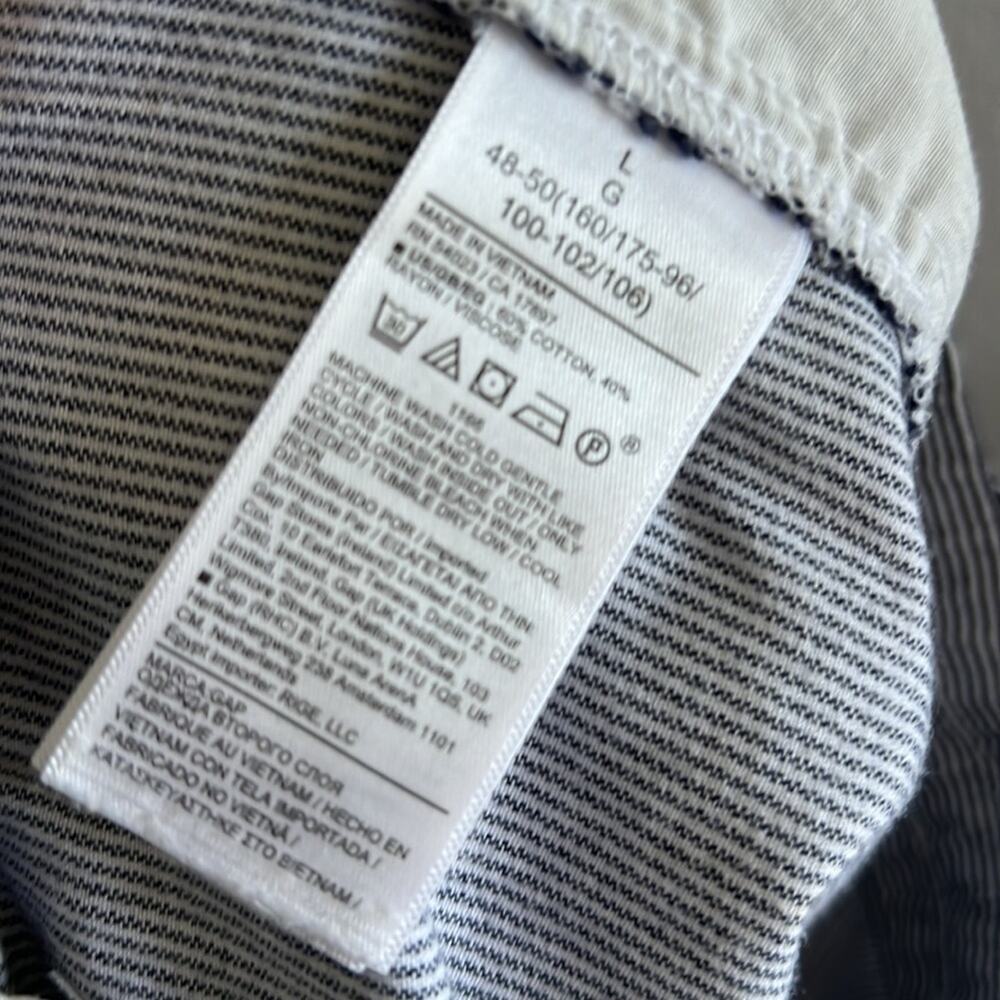 GAP Easy Pant Striped Pull on Elastic Waist Drawstring Cotton Viscose Pants L - Picture 7 of 7